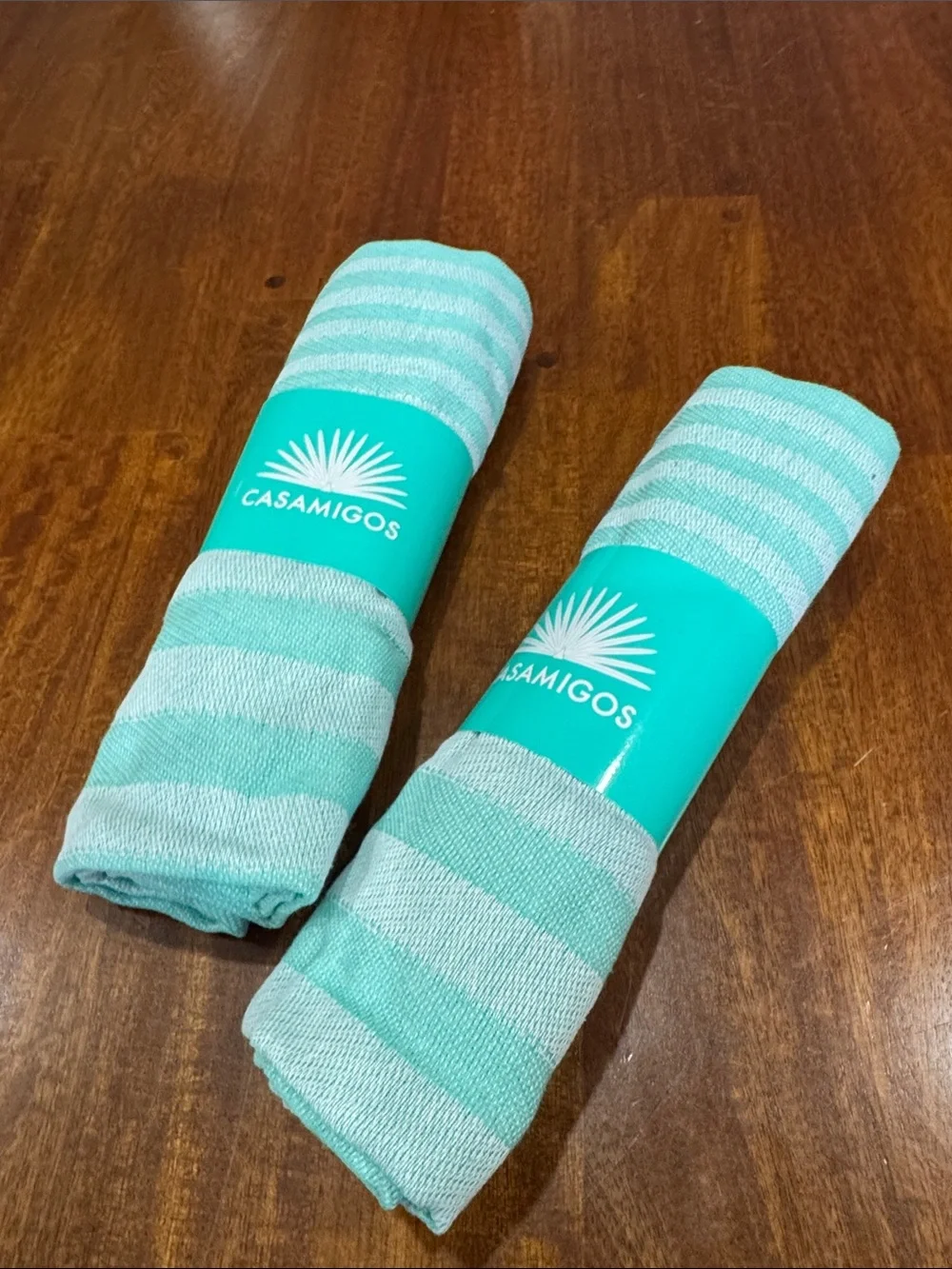 NWT Lot of 2 Casamigos Striped Aqua Turkish Towel Set